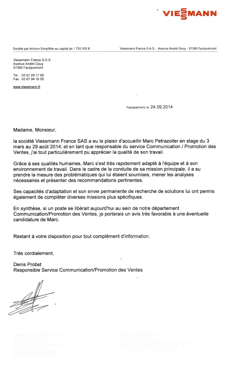 lettre de recommandation viessmann - cv