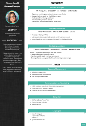 Professional resume template named Diabolo