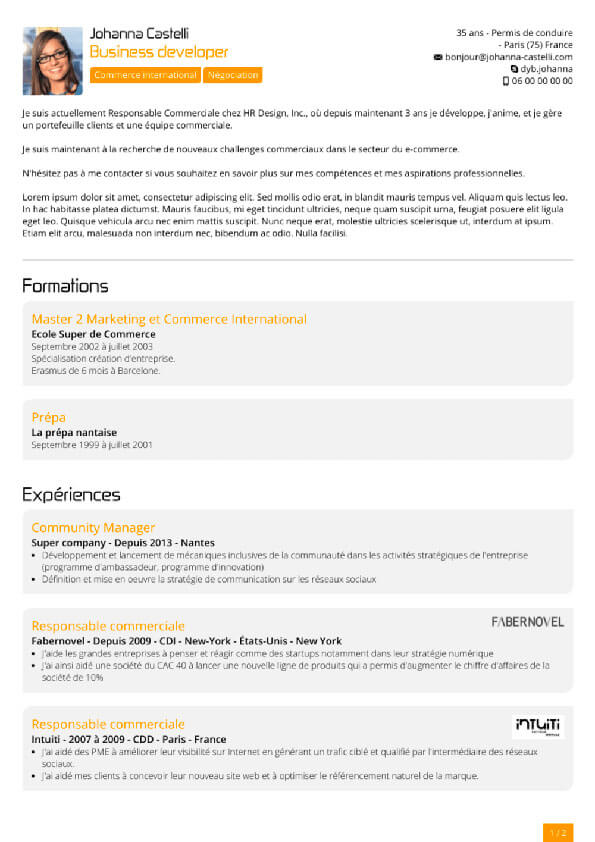 A sober and structured resume template