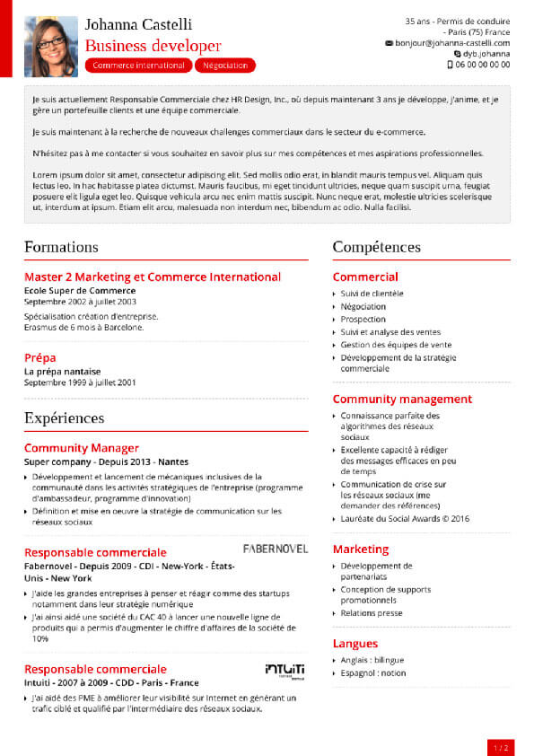 A sober and professional resume template