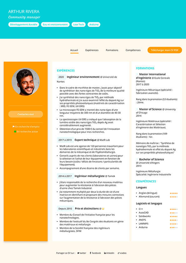 A modern and colourful resume template
